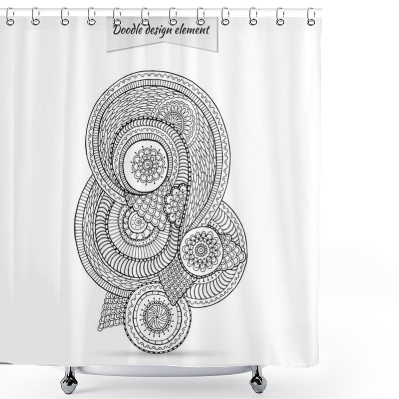 Personality  Henna Paisley Doodle Floral Design Element. Shower Curtains