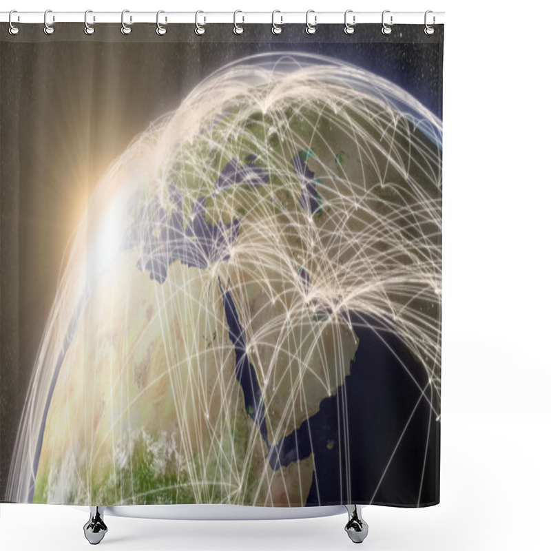 Personality  Network Over Middle East Shower Curtains