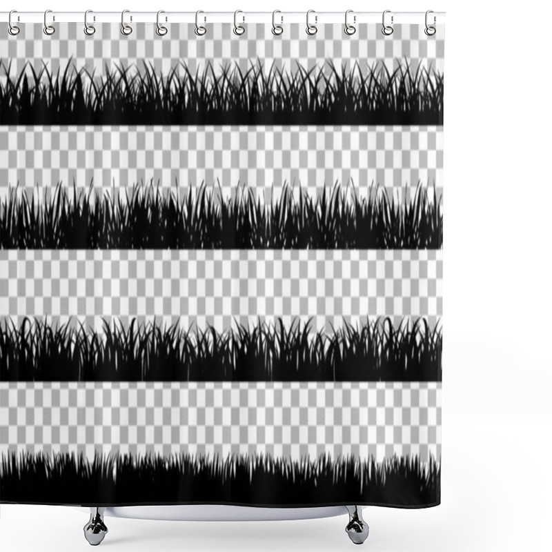 Personality  Collection Of Solid Black Grass Isolated From A White Background Shower Curtains