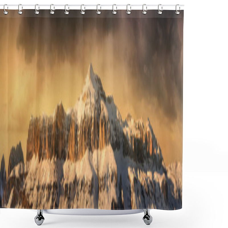 Personality  Fantastic Winter Landscape. Dramatic Overcast Sky, Italian Alps Shower Curtains