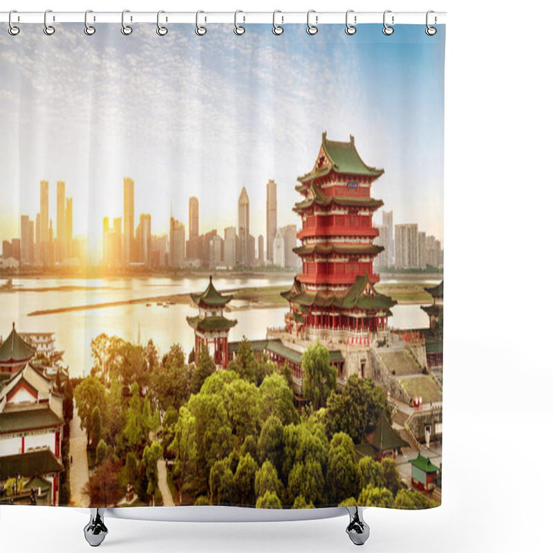 Personality  Chinese Classical Architecture Shower Curtains