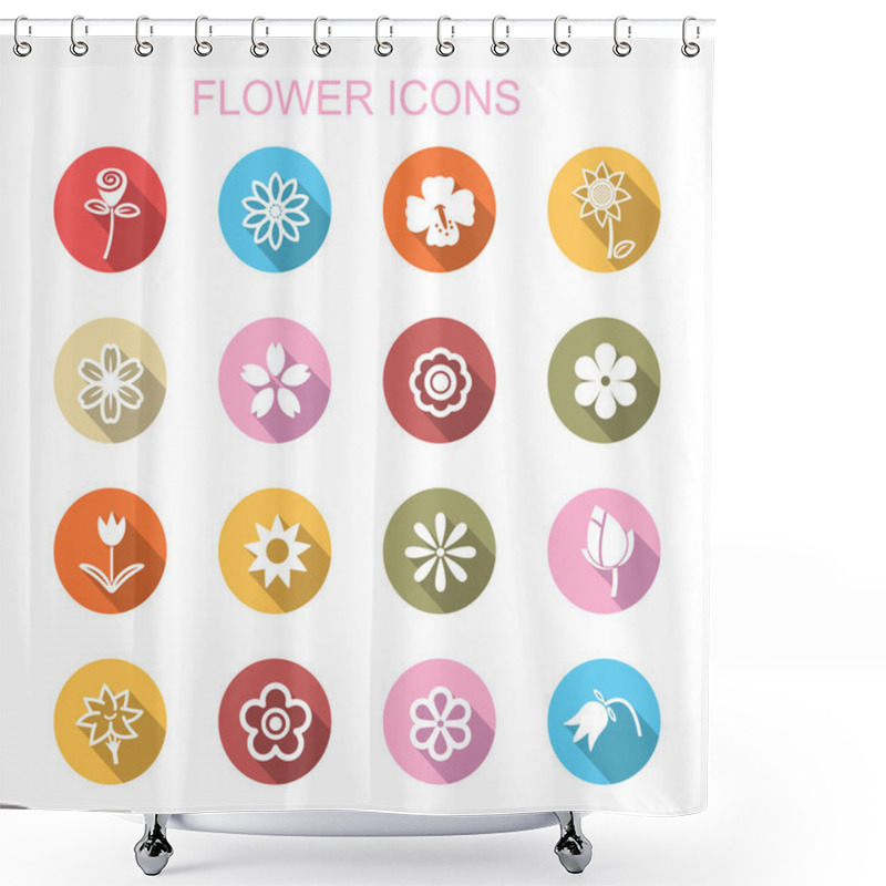 Personality  Flower Long Shadow Icons Shower Curtains