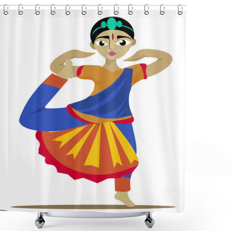 Personality  Indian Girl Dancing, Illustration, Vector On White Background. Shower Curtains