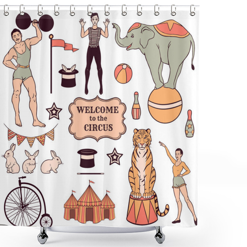 Personality  Set Of Various Circus Elements Shower Curtains