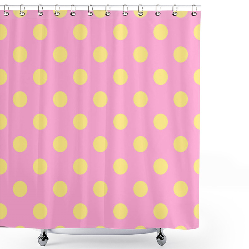 Personality  Cute Seamless Blend Of Pink And Yellow. Polka Dot Pattern Background Shower Curtains