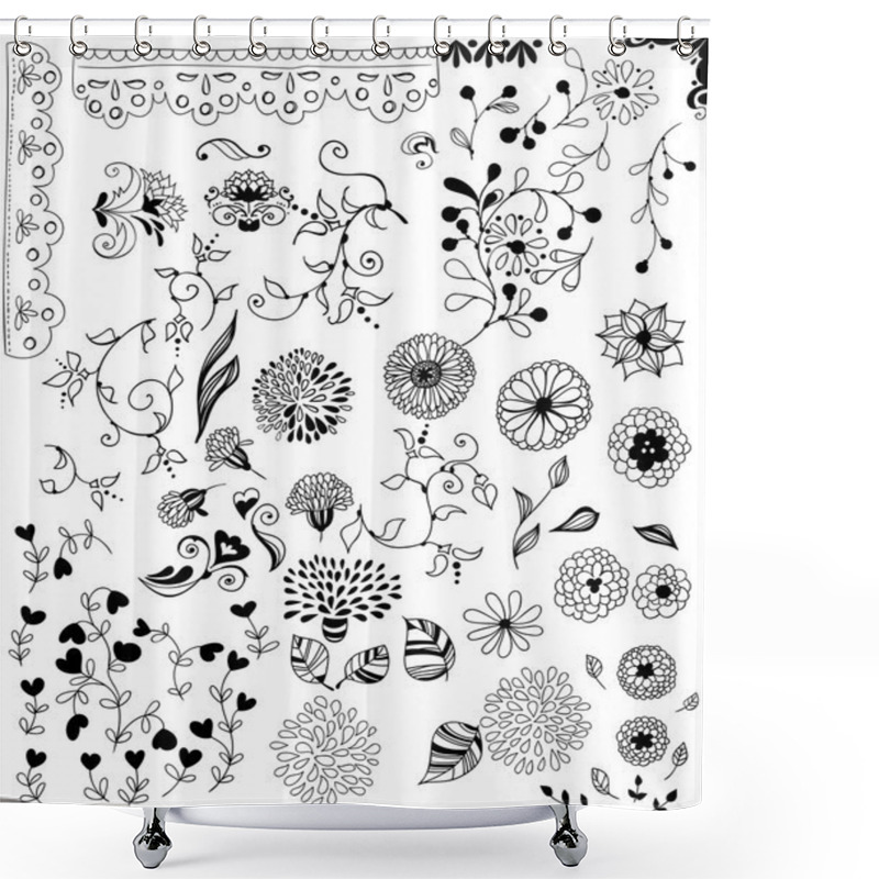 Personality  Hand -drawn Decorative Elements For Design Shower Curtains