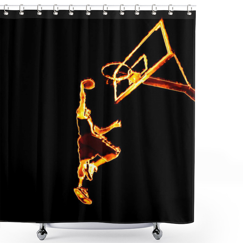 Personality  Fiery Basketball Slam Dunk Shower Curtains