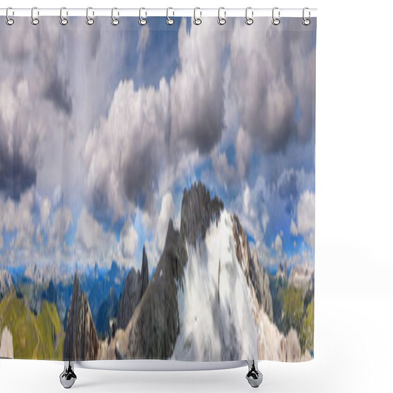 Personality  Marmolada, Italian Alps. Amazing Summer Landscape Of Dolomite Mountain Peaks. Shower Curtains