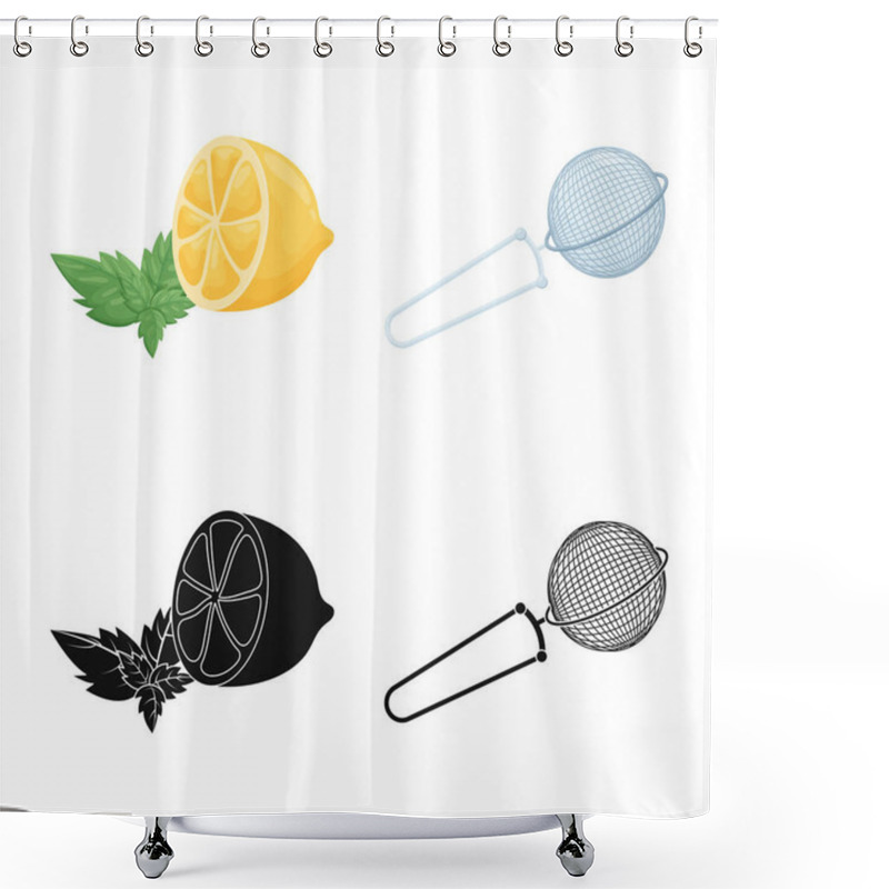 Personality  Vector Illustration Of Healthy And Floral Icon. Collection Of Healthy And Gradient Stock Vector Illustration. Shower Curtains