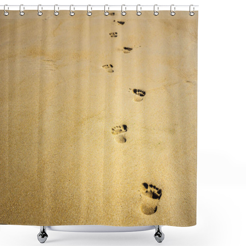 Personality  Footprints In The Sand With Copy Space. Shower Curtains