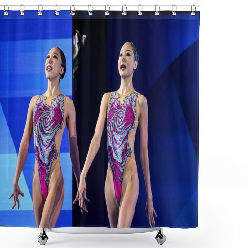 Personality  PARIS, FRANCE - 9 AUGUST, 2024: HUR Yoonseo, LEE Riyoung, The Artistic Swimming, Duet, Technical Routine, Artistic Swimming, Duet, Technical Routine, The Paris 2024 Olympic Games At Aquatics Centre Shower Curtains