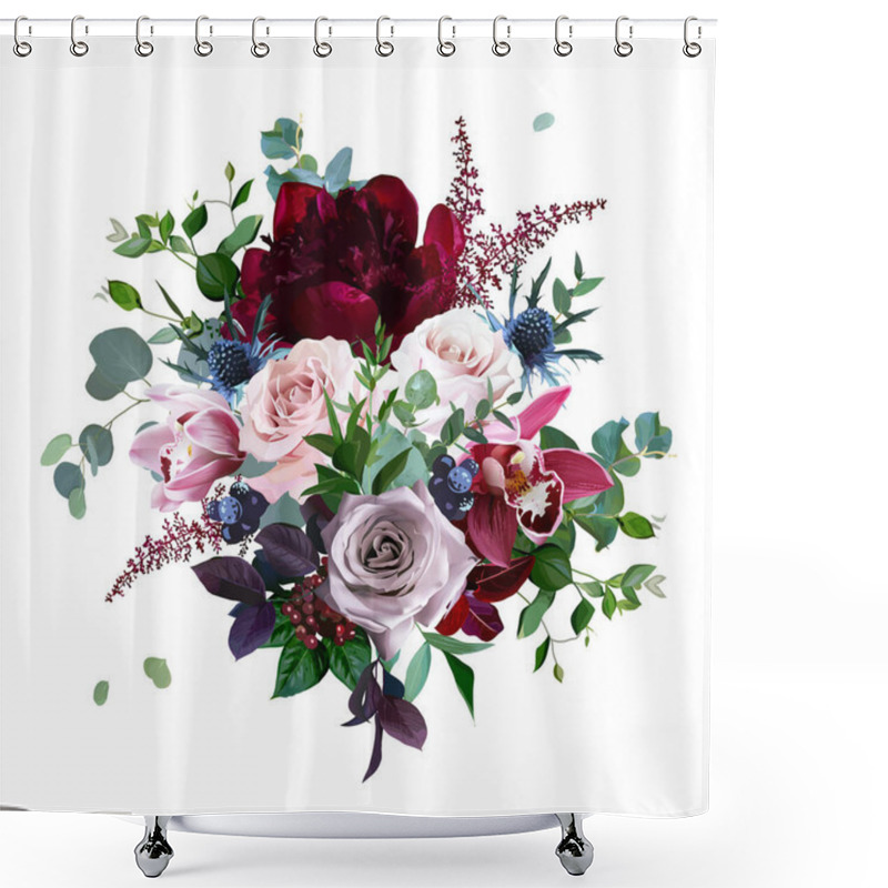 Personality  Luxury Fall Flowers Vector Bouquet Shower Curtains