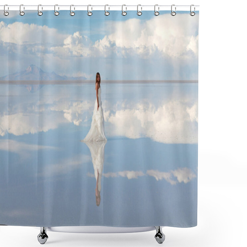 Personality  The Bride In The Desert On A High Plateau Altiplano, Salar De Uyuni, Bolivia Shower Curtains