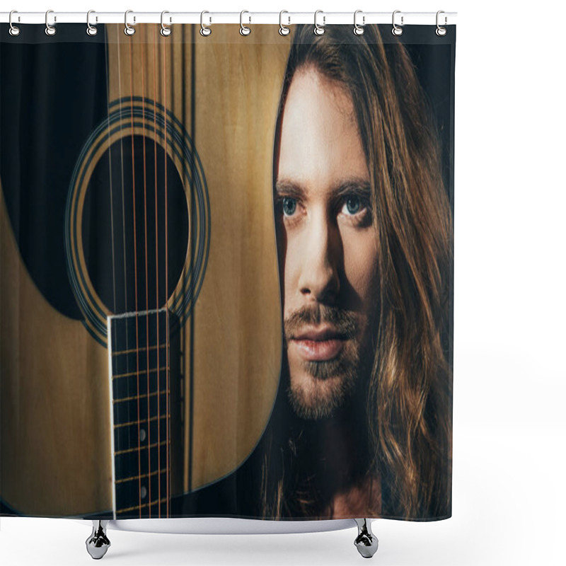 Personality  Handsome Man With Guitar Shower Curtains