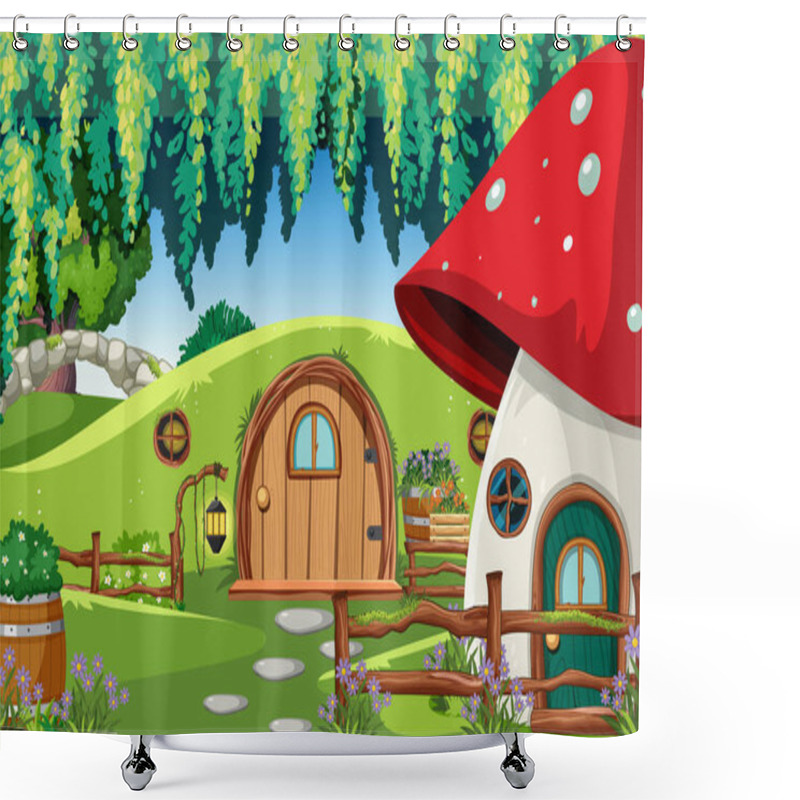 Personality  Forest Fantasy Enchanted Forest Background Scene Illustration Shower Curtains