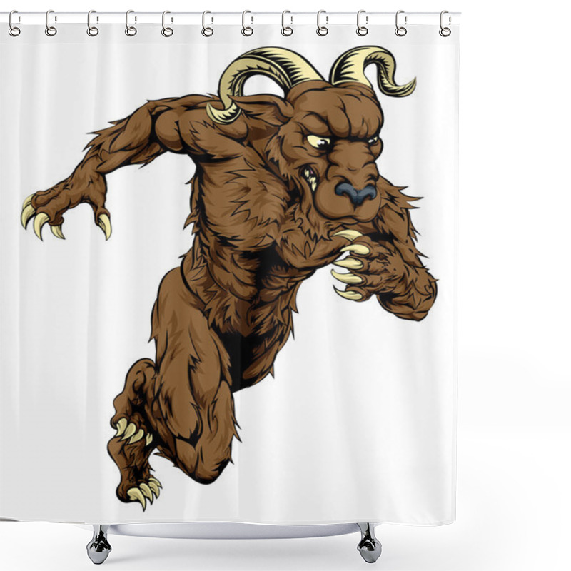 Personality  Ram Sports Mascot Running Shower Curtains