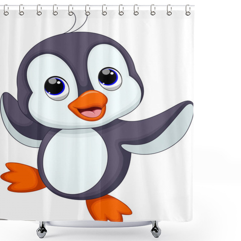 Personality  Cute Penguin Cartoon Shower Curtains