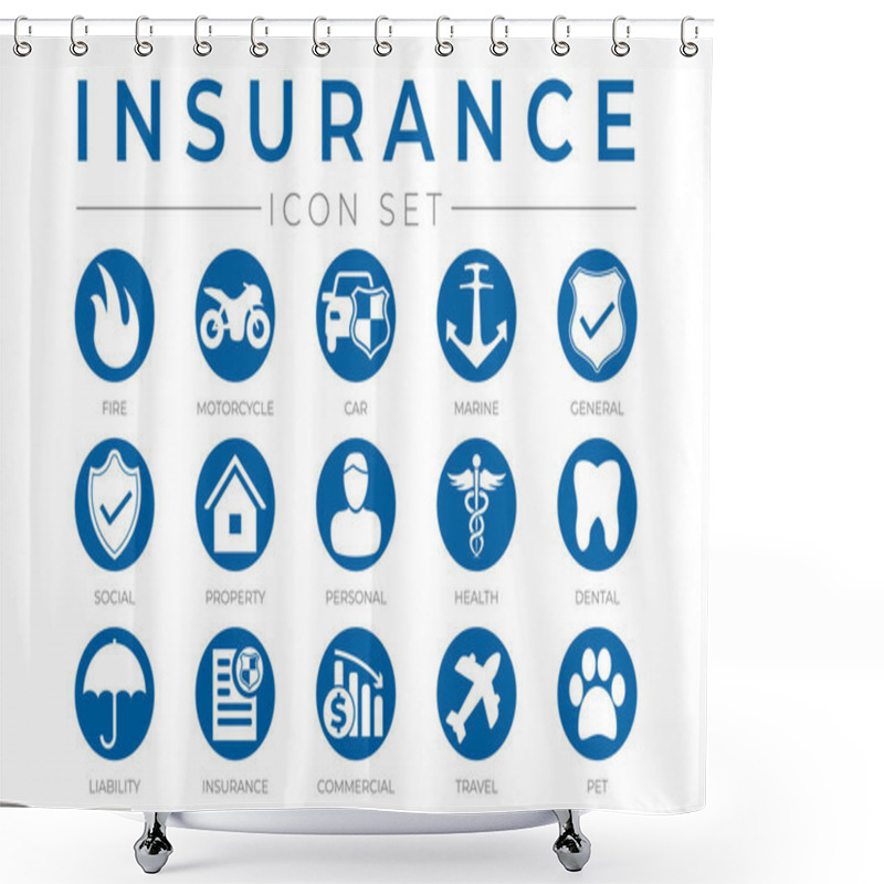 Personality  Round Insurance Icons Set Shower Curtains