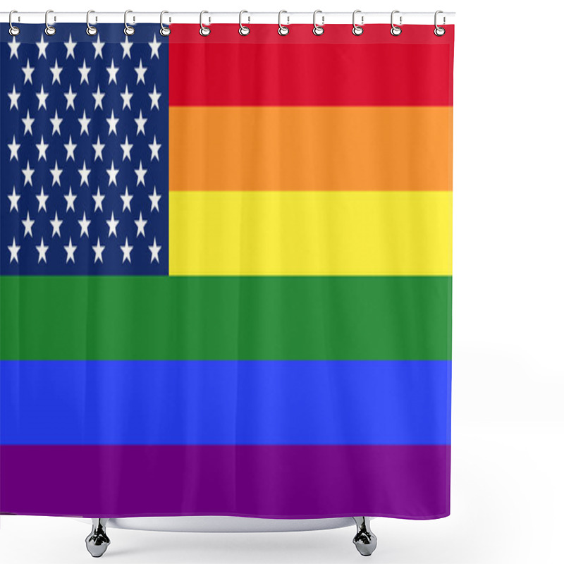 Personality  LGBT Pride Flag With Star Field From US Flag Shower Curtains