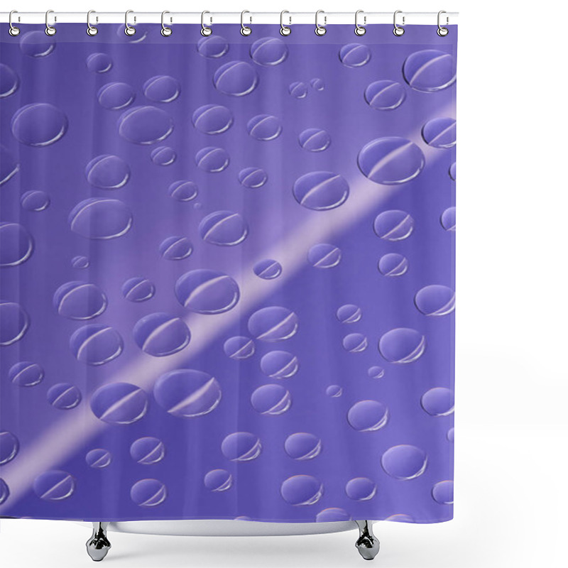 Personality  Close-up View Of Transparent Dew Drops On Purple Background  Shower Curtains