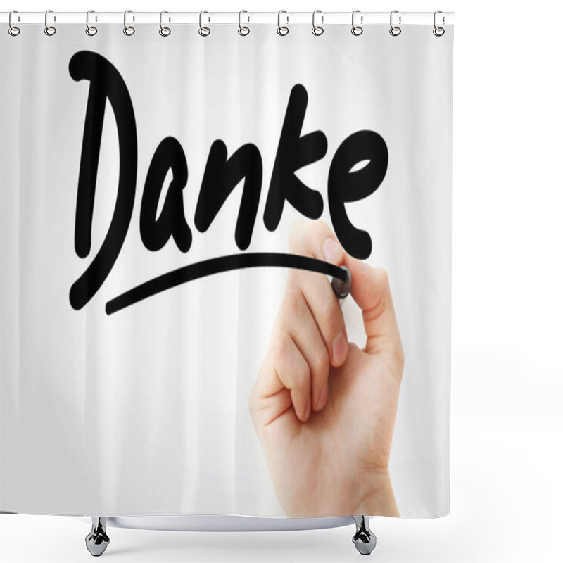 Personality  Danke (thank You In German) Text Shower Curtains