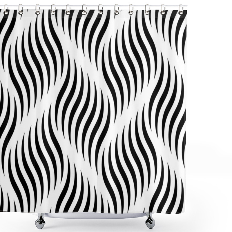 Personality  Seamless Pattern Waves, Ripple Vector Background Shower Curtains