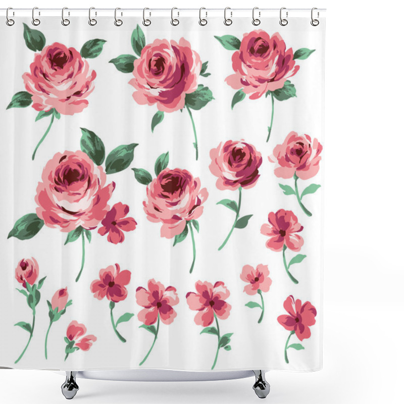 Personality  Illustration Of Rose Shower Curtains