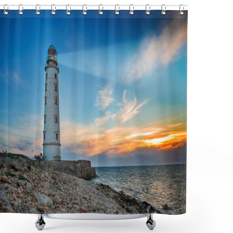 Personality  Lighthouse Searchlight Beam Through Sea Shower Curtains