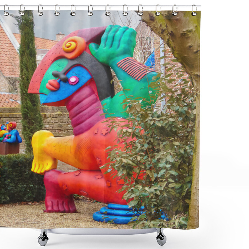 Personality  Abstract Sculpture On The Street In The Dutch Town Of Heusden Shower Curtains