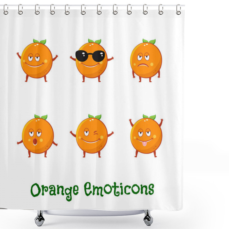 Personality  Orange Smiles. Cute Cartoon Emoticons. Emoji Icons Shower Curtains