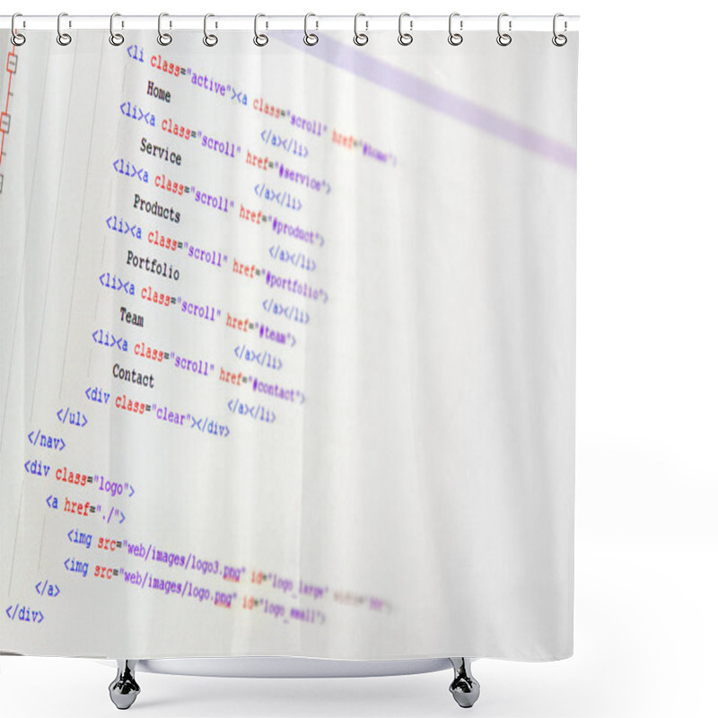 Personality  Website Development - Programming Code On Computer Screen Shower Curtains