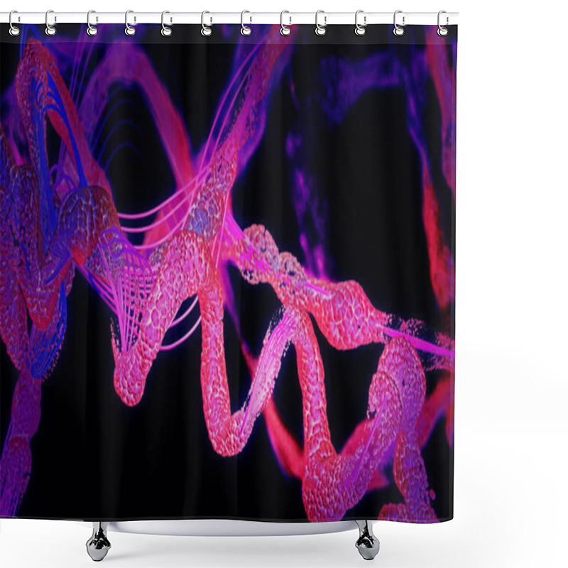 Personality  Chain Of Amino Acid Or Biomolecules Called Protein - 3d Illustration Shower Curtains