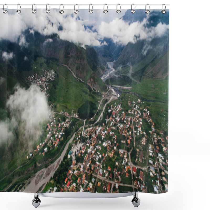 Personality  Aerial View Of City In Mountains Shower Curtains