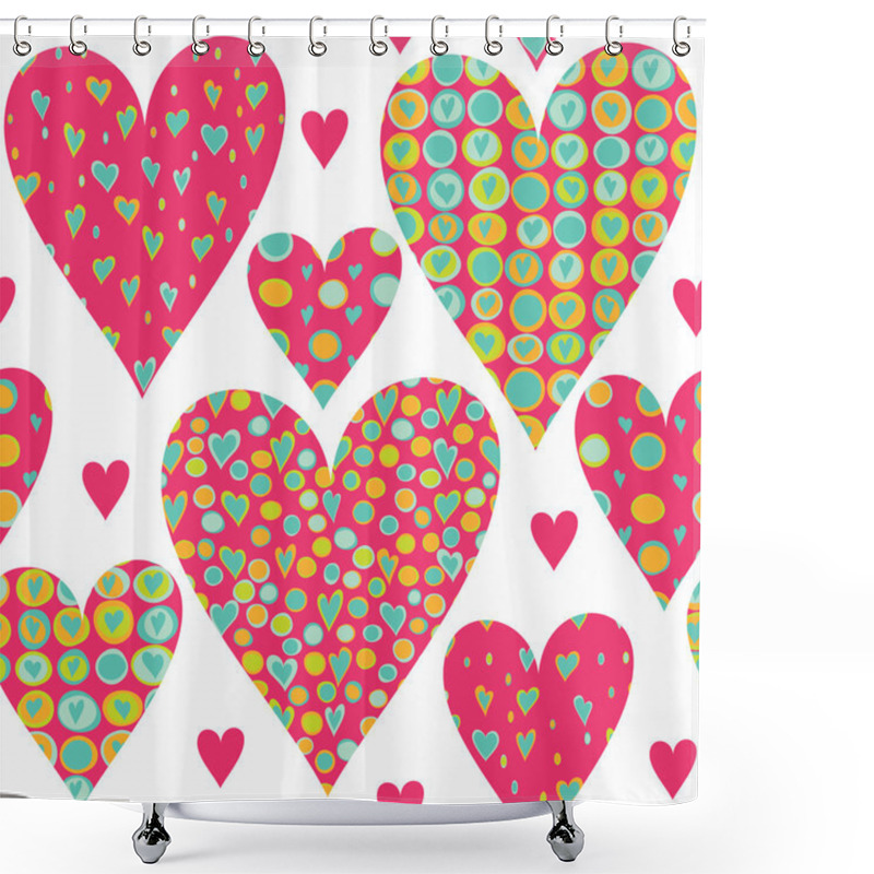 Personality  Pattern With Hearts And Circles Shower Curtains