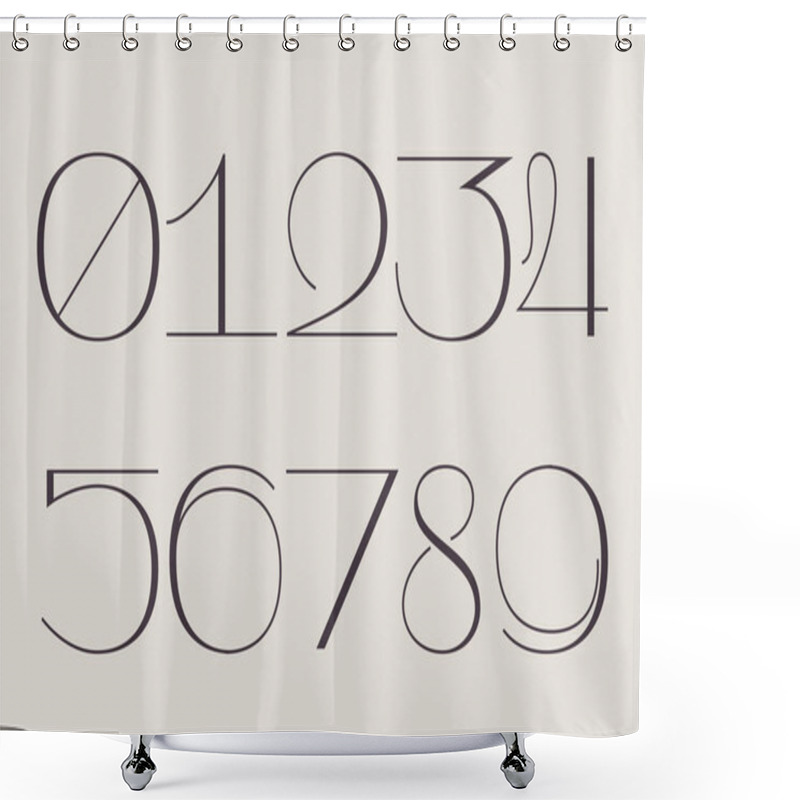 Personality  An Elegant Sans Serif Numbers Set In Scandinavian Design Style. Simple Line Letters Will Add A Touch Of Style To Your Projects. Shower Curtains