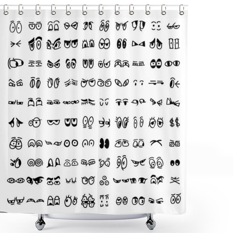 Personality  Cartoon Set Of The Drawn Eyes Shower Curtains