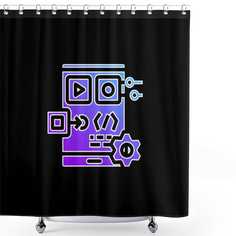 Personality  App Development Blue Gradient Vector Icon Shower Curtains