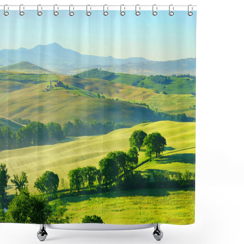 Personality  Tuscany Green Hills In Italy Shower Curtains