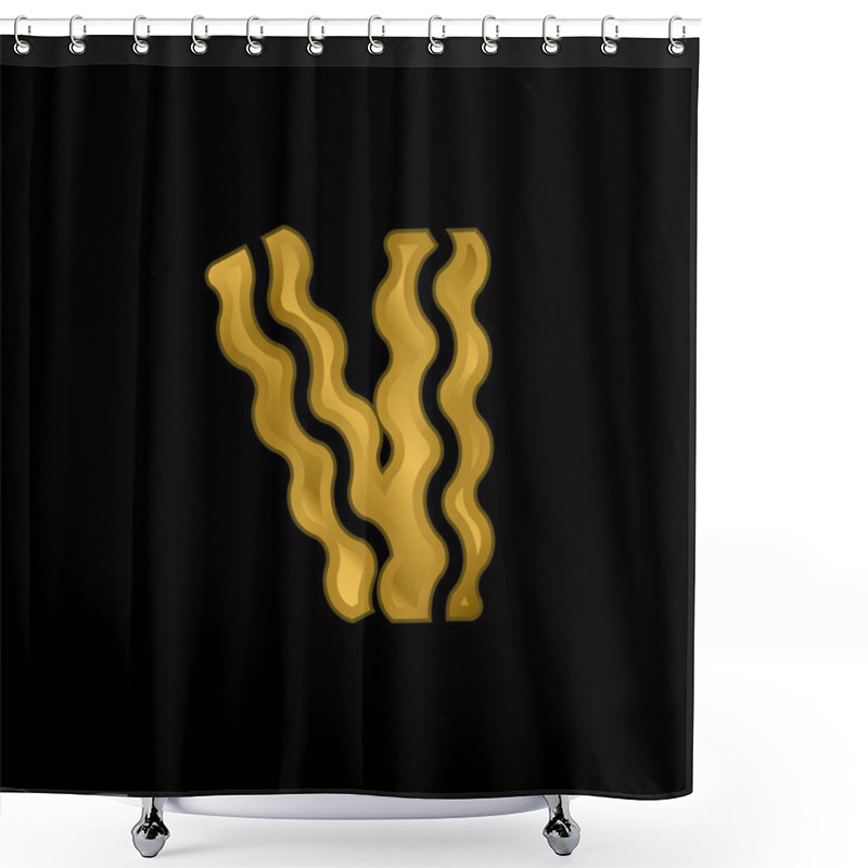 Personality  Bacon Gold Plated Metalic Icon Or Logo Vector Shower Curtains