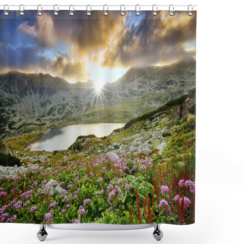 Personality  Mystic Mountain Sunset With Lake In Autumn Shower Curtains