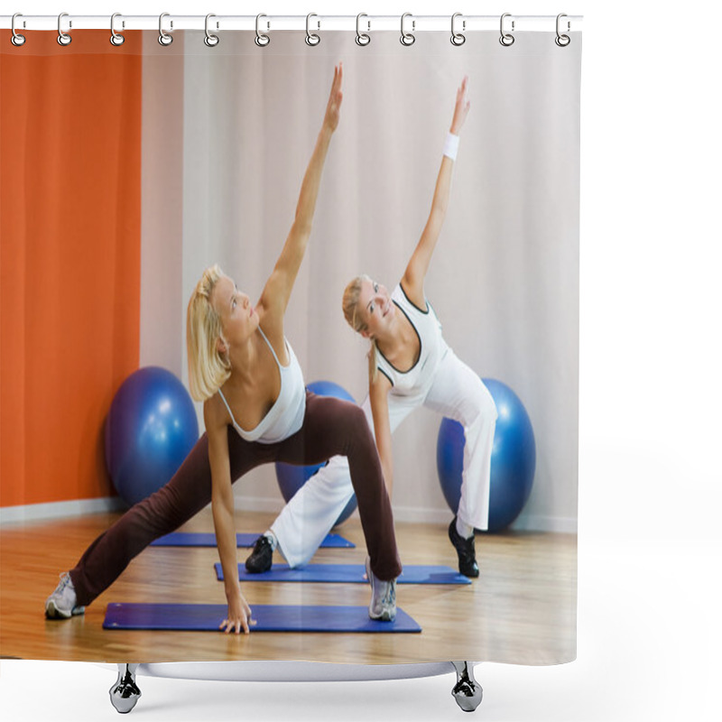 Personality  Group Of Doing Fitness Exercise Shower Curtains