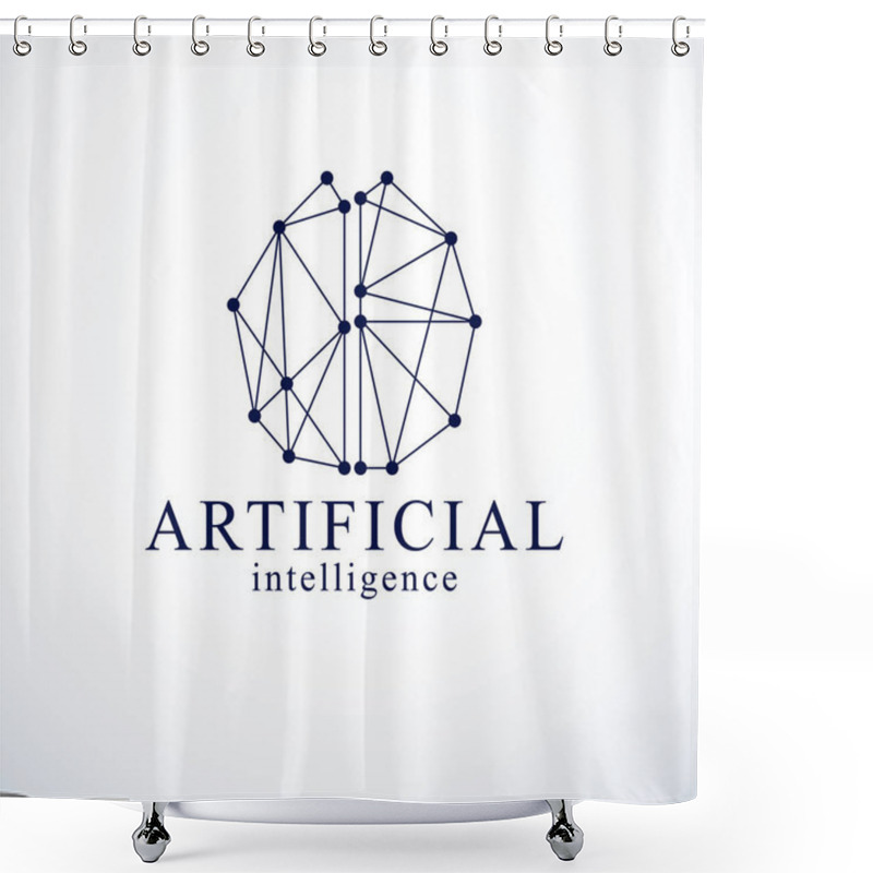 Personality  Artificial Intelligence Concept Vector Logo Design. Human Anatomical Brain With Electronics Technology Elements Icon. Smart Software, Futuristic Idea Of Intelligent Machines And Computer Programs. Shower Curtains