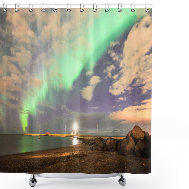 Personality  Reflection Of The Northern Lights In The Ocean Shower Curtains