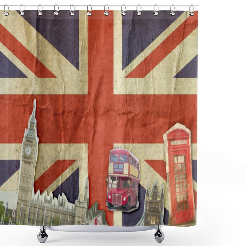 Personality  Collage Of Big Ben, London Bus Shower Curtains