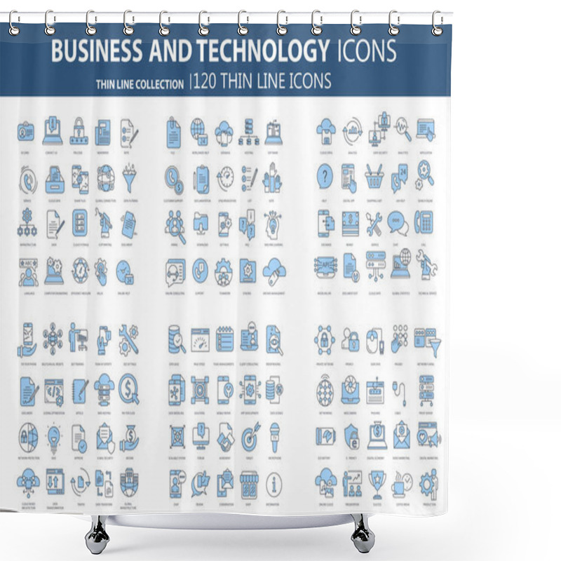 Personality  Set Of 120 General Linear Icons For Business, Technology, Finances, Edge Computing, Ecommerce Strategy, Solutions, Vector Illustration Of Trendy Icon Pack. Line Icons With Thin Line Stroke. Shower Curtains