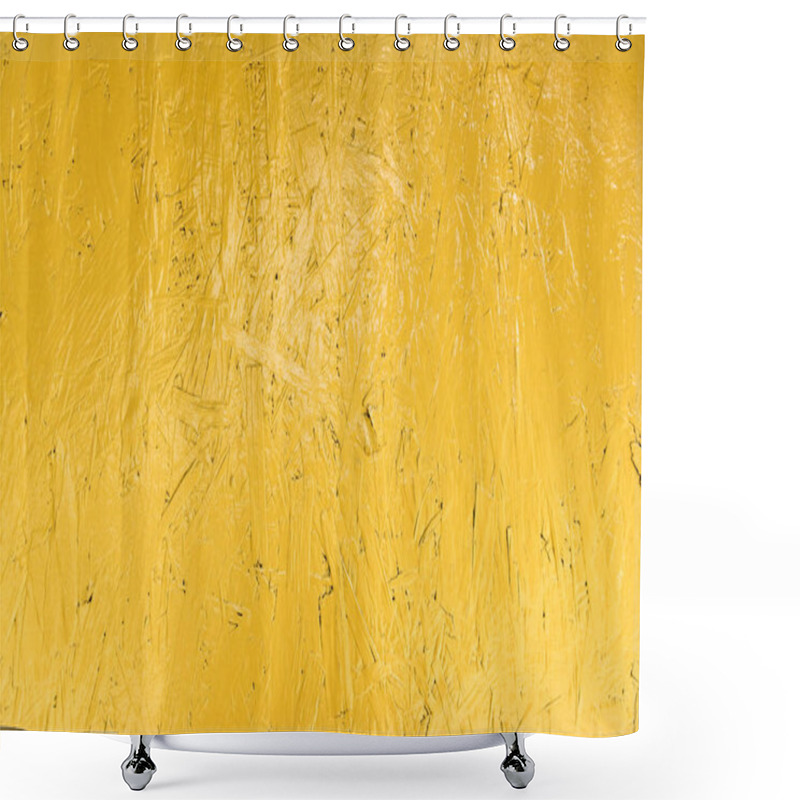 Personality  Bright Yellow Scratched Wooden Textured Background Shower Curtains