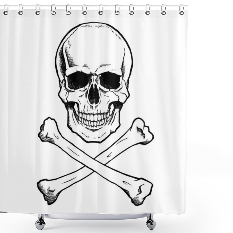 Personality  Black And White Human Skull And Crossbones Shower Curtains