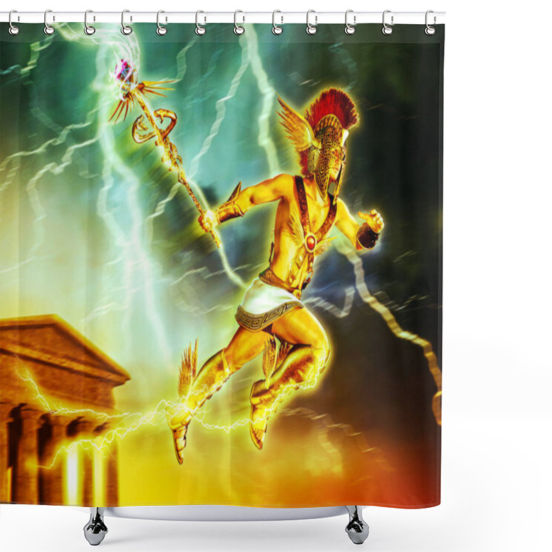 Personality  Hermes Messenger Of The Greek Gods And Patrons Of Traders, Travelers Speeding Through The Heavens, 3d Render.  Shower Curtains