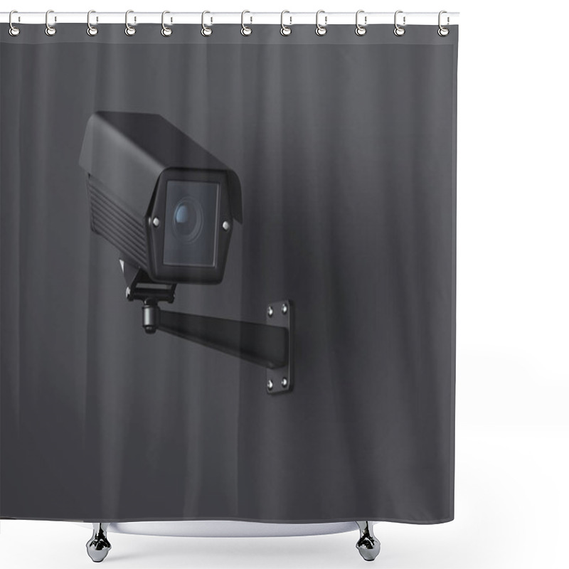 Personality  Black Street Camera. 3d Rendering Shower Curtains