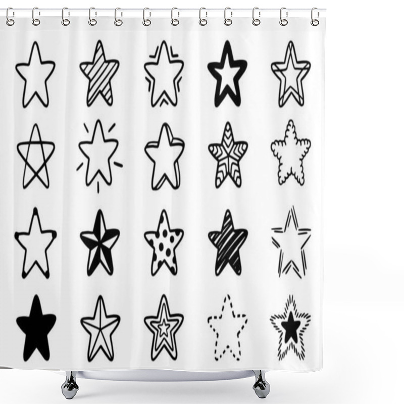 Personality  Vector Set Of Stars Shapes. Hand-drawn, Doodle Elements Isolated On White Background. Shower Curtains